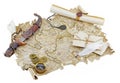 Pirate map with scroll and knife