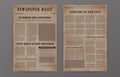 Old paper newspaper template. Vintage news articles old design. Newsprint magazine set brochure newspaper pages with headline