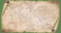 Old paper, papyrus scroll with historical world map as background Royalty Free Stock Photo