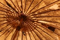 Old paper parasol backlit by a streetlamp Royalty Free Stock Photo