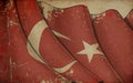 Old Paper Print - Waving Flag of Turkye Royalty Free Stock Photo