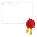 Old paper with red wax seal Royalty Free Stock Photo