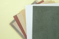 Old paper retro stack on yellow background Royalty Free Stock Photo