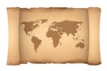 Old Paper Scroll Parchment with World Map. 3d Rendering Royalty Free Stock Photo