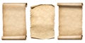 Old paper scrolls or parchments realistc 3d illustration set Royalty Free Stock Photo