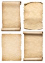 Old paper scrolls and parchments set realistc 3d illustration Royalty Free Stock Photo