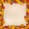 Old paper sheet in the fallen foliage of a maple tree Royalty Free Stock Photo