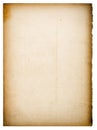 Old paper sheet ripped edges isolated white background Royalty Free Stock Photo