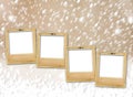 Old paper slides on snow grunge background Royalty Free Stock Photo