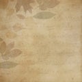 Old paper texture with some leaves and handwritten notes, grunge background