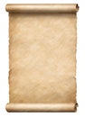 Old paper vertical scroll or parchnment isolated 3d illustration