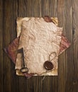 Old paper with a wax seal Royalty Free Stock Photo