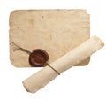 Old paper with a wax seal Royalty Free Stock Photo