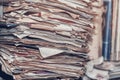 Old papers, folders folded on shelves Royalty Free Stock Photo