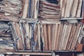 Old papers, folders folded on shelves Royalty Free Stock Photo