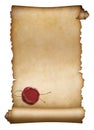 Old parchment or manuscript with red wax seal Royalty Free Stock Photo