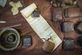 Old parchment and other talismans in pharmacy museum, Wroclaw