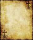 Old parchment paper with cross Royalty Free Stock Photo