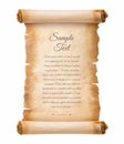 Old parchment paper scroll sheet vintage aged or texture isolated on white background Royalty Free Stock Photo