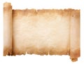 Old parchment paper scroll sheet vintage aged or texture isolated on white background Royalty Free Stock Photo