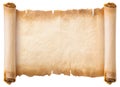 Old parchment paper scroll sheet vintage aged or texture isolated on white background Royalty Free Stock Photo