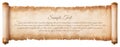 Old parchment paper scroll sheet vintage aged or texture isolated on white background Royalty Free Stock Photo