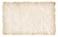 Old parchment paper sheet vintage aged or texture isolated on white background Royalty Free Stock Photo