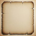 Old parchment paper with a square shape, featuring darkened, burnt edges for an antique effect. The Royalty Free Stock Photo