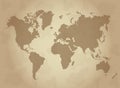 Old Parchment with world map. Vector illustration. Royalty Free Stock Photo