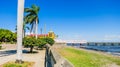 The old part of Flores city located on an island on Lake Peten Itza in the region of Peten Basin in northern Guatemala Royalty Free Stock Photo