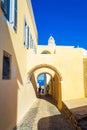 Old passageway Catholic Cathedral Fira Santorini Cyclades Greece Royalty Free Stock Photo