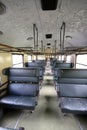 Old passenger railway car interior Royalty Free Stock Photo