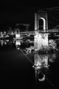 Bridge over Rhone river in Lyon, France at night Royalty Free Stock Photo