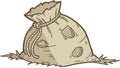 Old, Patched Burlap Sack, Hand-Drawn Rustic Vector Graphic, vector design Generative AI Royalty Free Stock Photo