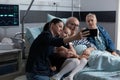 Old patient family shooting selfie in sanatorium room