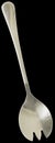 Old Stainless Steel Salad Fork Isolated On Black Background