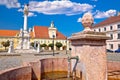 Old paved street and fountain in Tvrdja historic town of Osijek