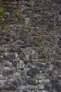 The pavement is lined with cobblestones of various sizes and shapes, through which grass sprouts in the upper part of the frame Royalty Free Stock Photo