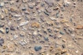 An old paving roadway. Road paved with cobblestones.