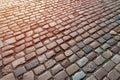 Old paving stones pattern, Texture of ancient german cobblestone in city downtown, Little granite tiles, Antique gray pavements