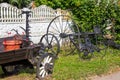 Old peasant exhibits in landscape design