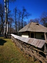 Old peasant house made of wood - wooden fence Royalty Free Stock Photo