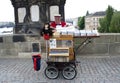 Old peddler in Prague, raw Royalty Free Stock Photo