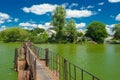 Old pedestrian pontoon-bridge Royalty Free Stock Photo