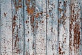Old peeling blue paint on weathered wood as a detailed grunge background image Royalty Free Stock Photo