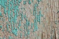 Old and peeling paint Over time, the green paint peeled off from the old boards and the wood texture cracked. Vintage Royalty Free Stock Photo