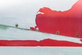 Old peeling red paint on metal surface of airplace fuselage. Royalty Free Stock Photo