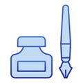 Old pen and ink can color icon. Fountain pen and jar symbol, gradient style pictogram on white background. Office or