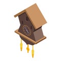 Old pendulum watch icon isometric vector. Cuckoo Clock