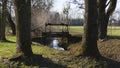 Old penstock, in the public park, with castle Favorite, Foerch Royalty Free Stock Photo